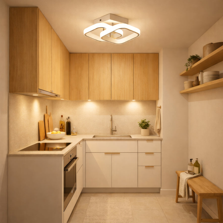 VERTEX Matrix LED lustr, překrývající se diamanty, kovové rámy, 11W, 2 diamanty, studené/teplé/neutrální světlo 3000K/4000K/6000K, bílá