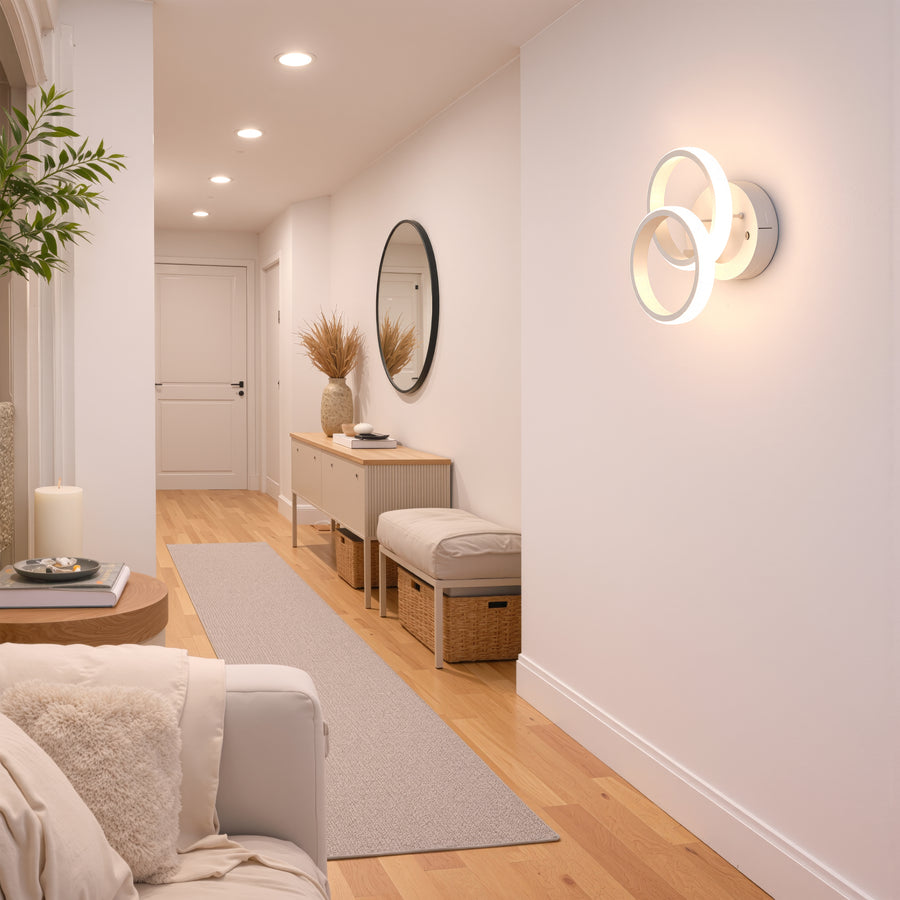 LED lustr VERTEX CIRCULA 21W, 2 kruhy, kovové rámy, studené/teplé/neutrální světlo, bílá