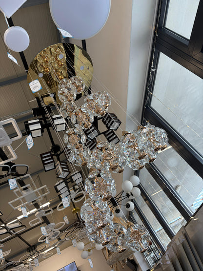 Křišťálový LED lustr KILKENNY Culmino, 144W, neutrální světlo, průměr 60cm, zlatý