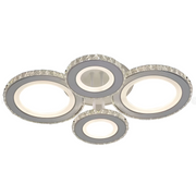 LED lustr s dálkovým ovládáním a krystalem NOVA ROTONDA RGB 86W, 4 kruhy, Studené/Teplé/Neutrální světlo, Stmívatelné, Bílá