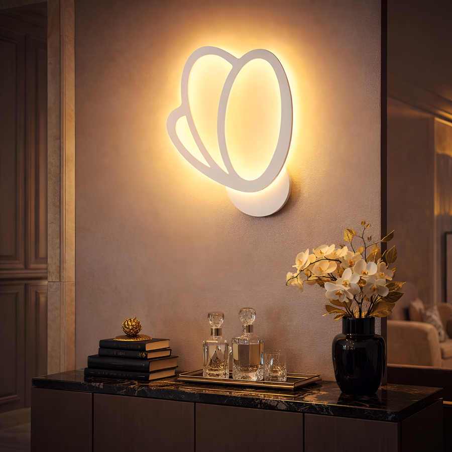 LED nástěnné svítidlo Tulip 16W, studené/teplé/neutrální světlo 3000K/4000K/6000K, bílá, kov a akryl