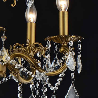 Candelabru sansoiu Royal 12xe14 Kovový a krystalový nastavitelná výška Antique Brass