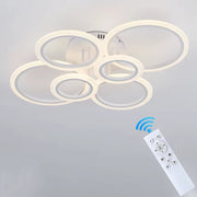 LED lustr s dálkovým ovládáním BETTY 82W, 6 kruhů, Studené/Teplé/Neutrální světlo, Stmívatelné, Bílá