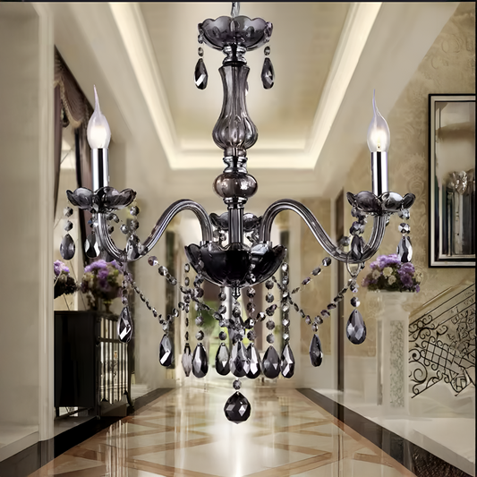 Crystal Cristal Chandier 3xE14, průměr 48 cm, černá, nastavitelná výška