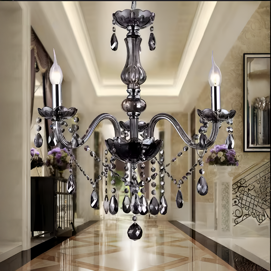 Crystal Cristal Chandier 3xE14, průměr 48 cm, černá, nastavitelná výška
