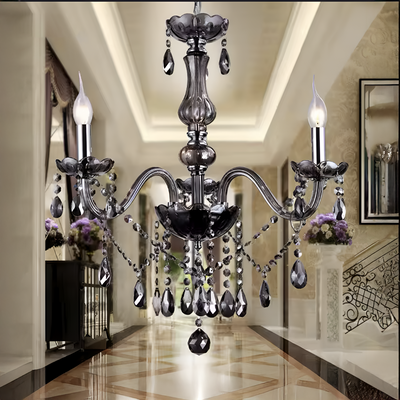 Crystal Cristal Chandier 3xE14, průměr 48 cm, černá, nastavitelná výška
