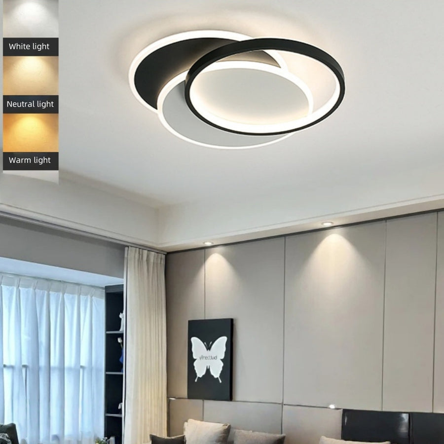LED lustr s geometrií Chiara s dálkovým ovládáním, 120 W, 3 kruhy, studené/horké/neutrální světlo, nestabilní, černé