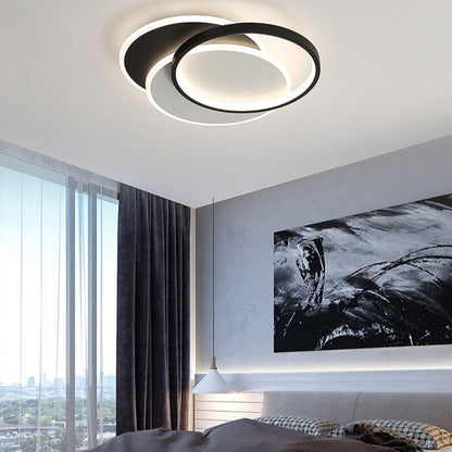 LED lustr s geometrií Chiara s dálkovým ovládáním, 120 W, 3 kruhy, studené/horké/neutrální světlo, nestabilní, černé
