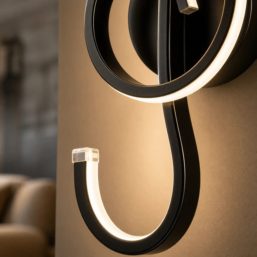 LED nástěnná lampa Key Sol 34W studená/teplá/neutrální světlý černý kov