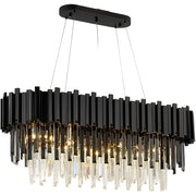 Křišťálový lustr BLOIS Eleganza 10xE14, průměr 75 cm, černý, nastavitelná výška