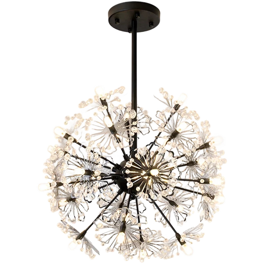 PETERHOF Křišťálový lustr Elegance, Ø50cm, 18x G4, Průměr 49cm, Černá