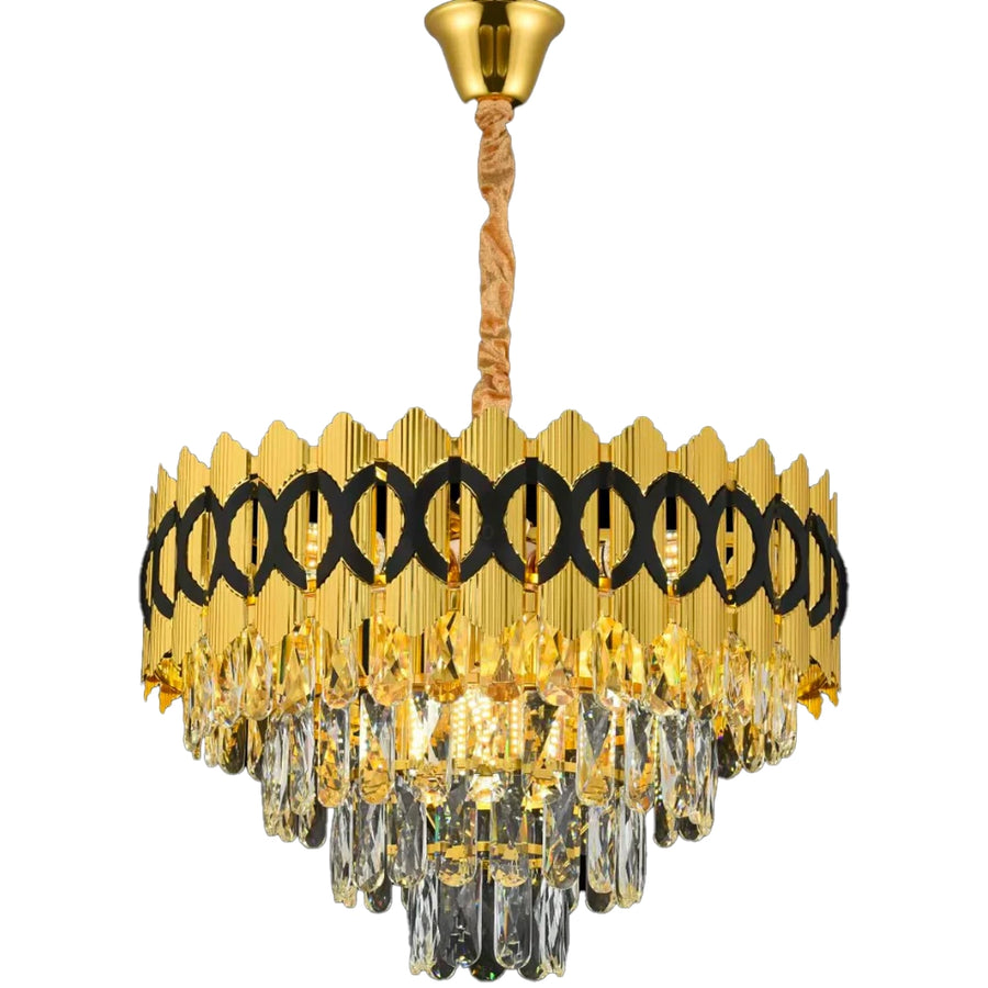 Křišťálový lustr PIERREFONDS Eleganza 8x E14, Průměr 48,5 cm, Lesklý zlatý, Nastavitelná výška