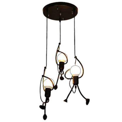 MODERNÍ Lustr, Kyvadlový typ, FANTASIA, Figurka, 3xE27, Nastavitelná výška, Černá