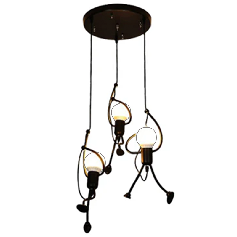 MODERNÍ Lustr, Kyvadlový typ, FANTASIA, Figurka, 3xE27, Nastavitelná výška, Černá