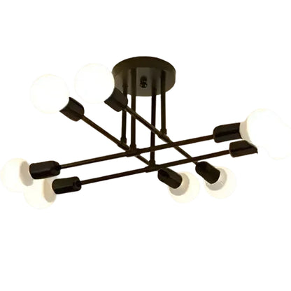 Klasický modernistický lustr Octa, 8x E27, černý, moderní design, kov, bez stínidla