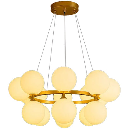 Komorový lustr LOFT, 15x G9, bílé zlato, kov, nastavitelná výška, moderní