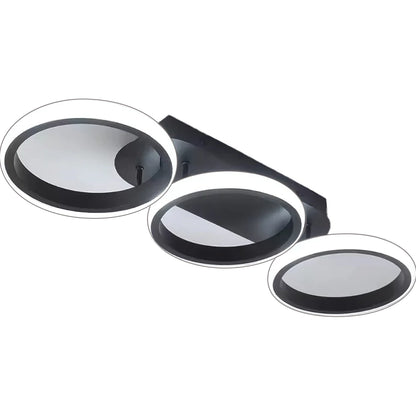 ELIO LED lustr 24W, 3 kruhy, lineární, studené/teplé/neutrální světlo, černý