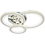 LED lustr s dálkovým ovládáním a krystalem NOVA ROTONDA RGB 73W, 3 kruhy, Studené/Teplé/Neutrální světlo, Stmívatelné, Lesklý chrom