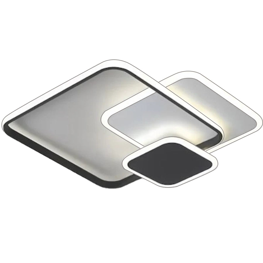 LED lustr s dálkovým ovládáním ANEMONA 71W, 3 čtverce, studené/teplé/neutrální světlo, stmívatelné, černá