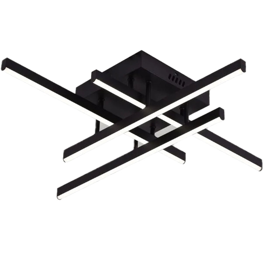 LED lustr s dálkovým ovládáním LINEX, 52W, 4 prvky, lineární, studené/teplé/neutrální světlo, stmívatelný, černý