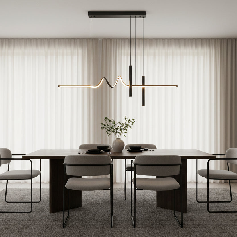Závěsný LED lustr s dálkovým ovládáním DANNA 35W, studené/teplé/neutrální světlo, stmívatelný, černý, výškově nastavitelný
