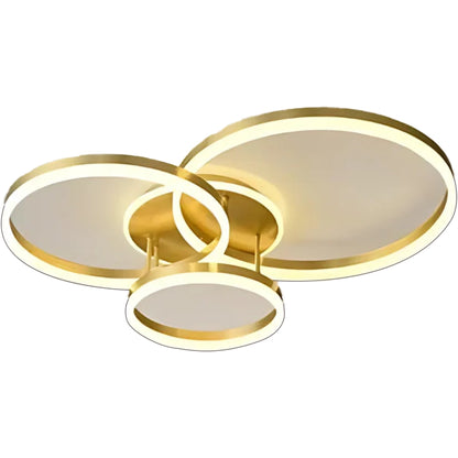 LED lustr s dálkovým ovládáním RIGA LILITH 68W, 3 kruhy, studené/teplé/neutrální světlo, stmívatelné, lesklé zlaté