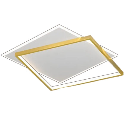 LED lustr s dálkovým ovládáním SOLARA 66W, 2 čtverce, studené/teplé/neutrální světlo, stmívatelné, bílé zlato