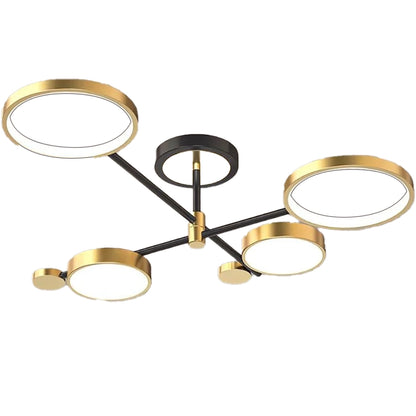 LED lustr s dálkovým ovládáním MARIA, 4 prvky, 22W, teplé/studené/neutrální světlo, stmívatelný, zlatý