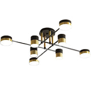 LED lustr s dálkovým ovládáním MARIO, 32W, 8 prvků, studené/teplé/neutrální světlo, stmívatelné, černá/zlatá