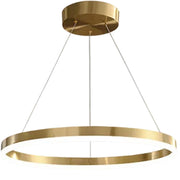 Závěsný LED lustr, ANINA, 34W, 1 kruh, Průměr 50cm, Studené/Teplé/Neutrální světlo 3000K/4000K/6000K, Stmívatelné, Lesklá zlatá bílá, Nastavitelná výška, Kov a Akryl