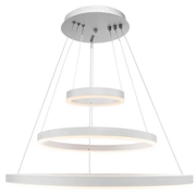 Závěsný LED lustr s dálkovým ovládáním SERENA 85W, 60cm, 3 kruhy, Studené/Teplé/Neutrální světlo, Stmívatelné, Bílý, Výškově nastavitelné