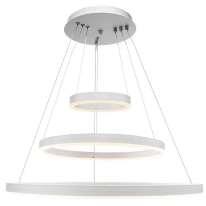 Závěsný LED lustr s dálkovým ovládáním SERENA 85W, 60cm, 3 kruhy, Studené/Teplé/Neutrální světlo, Stmívatelné, Bílý, Výškově nastavitelné