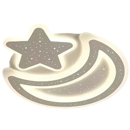 Nova LED lustr s dálkovým ovládáním, 89W, stmívatelný, ve tvaru měsíce a hvězdy, bílý