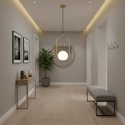 LOFT LOFT GALERIE Modern, 1x E27, zlatá bílá, kov, nastavitelná výška
