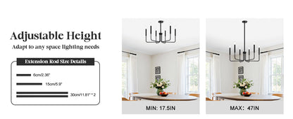 AVANT kovový lustr, typ závěsný s rameny, kulatý, 6xE14, černý