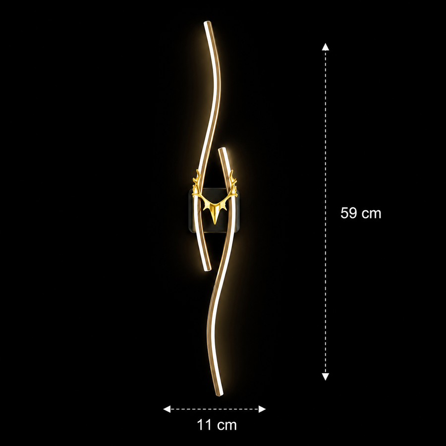 LED dekorativní nástěnné svítidlo FYAN, 48W, 59x14cm, teplé / neutrální / studené světlo, zlato, kov a akryl