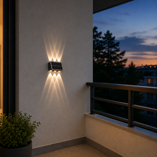 Vnější nástěnné LED svítidlo Solaris, 6 světelných zdrojů, teplé světlo, ABS a plast, černá