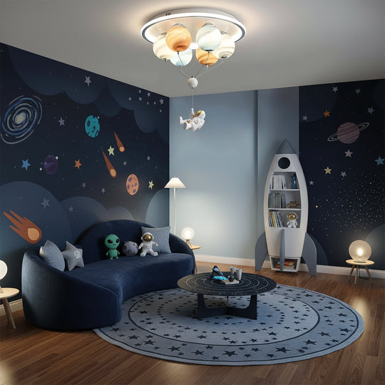 ASTRONAUT LED lustr 60W, 6xE27, studené/teplé/neutrální světlo, bílé Dětské lustry Výchozí název Alessandro Design