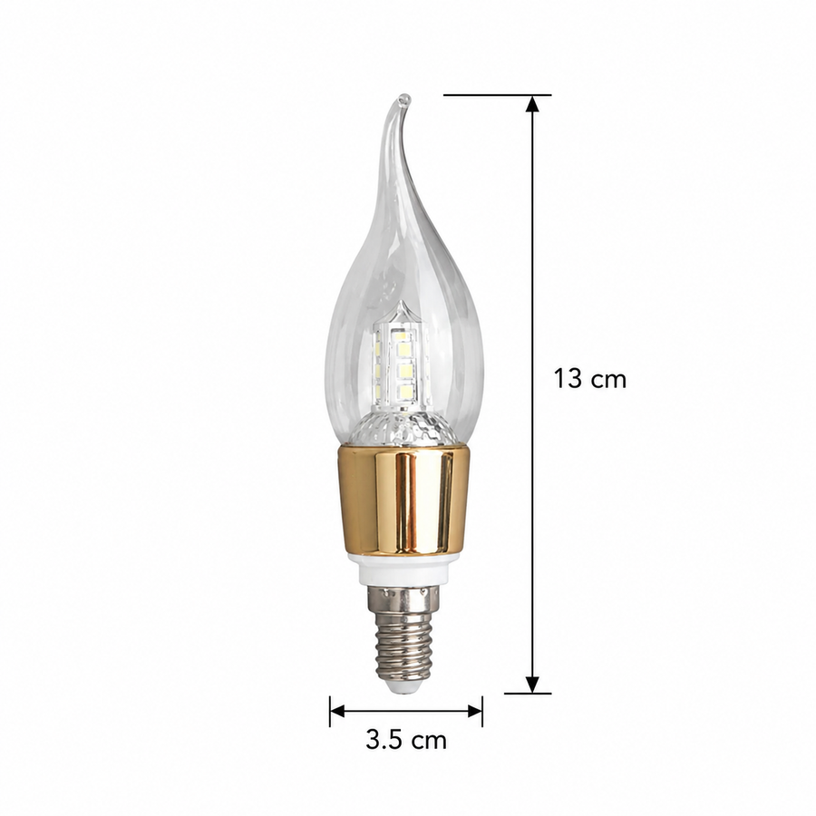 LED žárovka E14 Candle, 9W, studené světlo, 6000K, zlatá