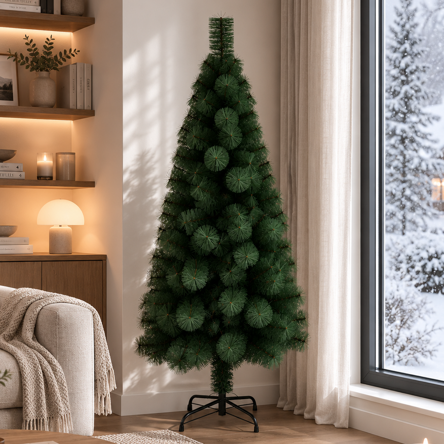 Umělá jedle MONTIA, 210 cm, 280 špiček, kovová podpěra, zelená