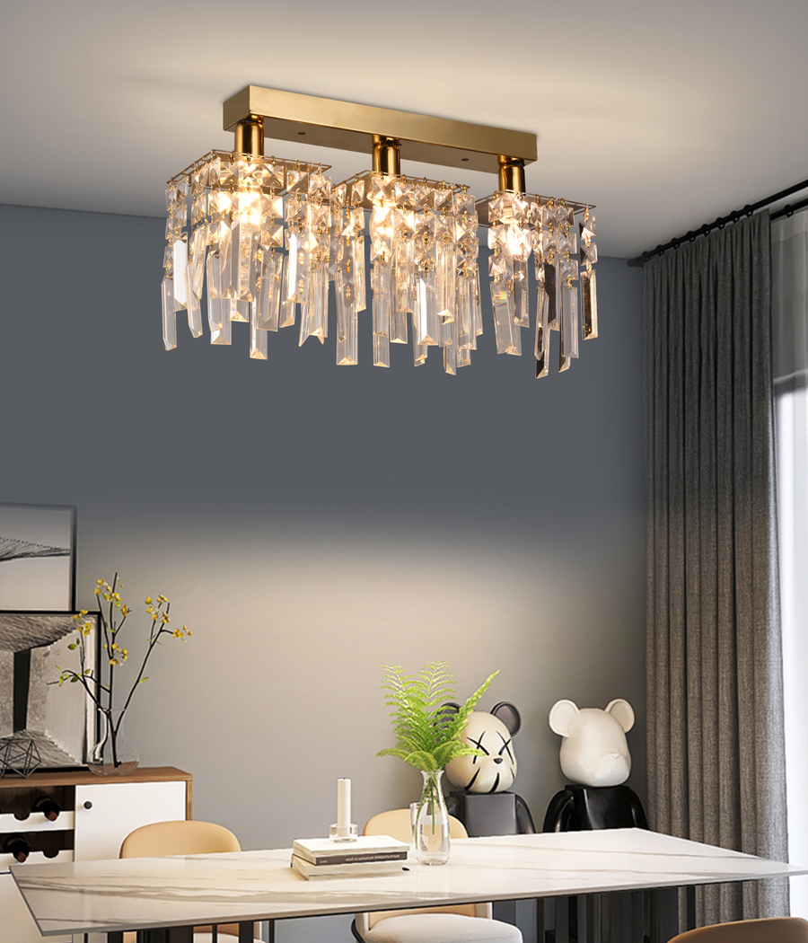 Křišťálový lustr CC180/3GD, 3xE14, 35*6*9, IP20, zlato, křišťál, železo, žárovky nejsou součástí balení