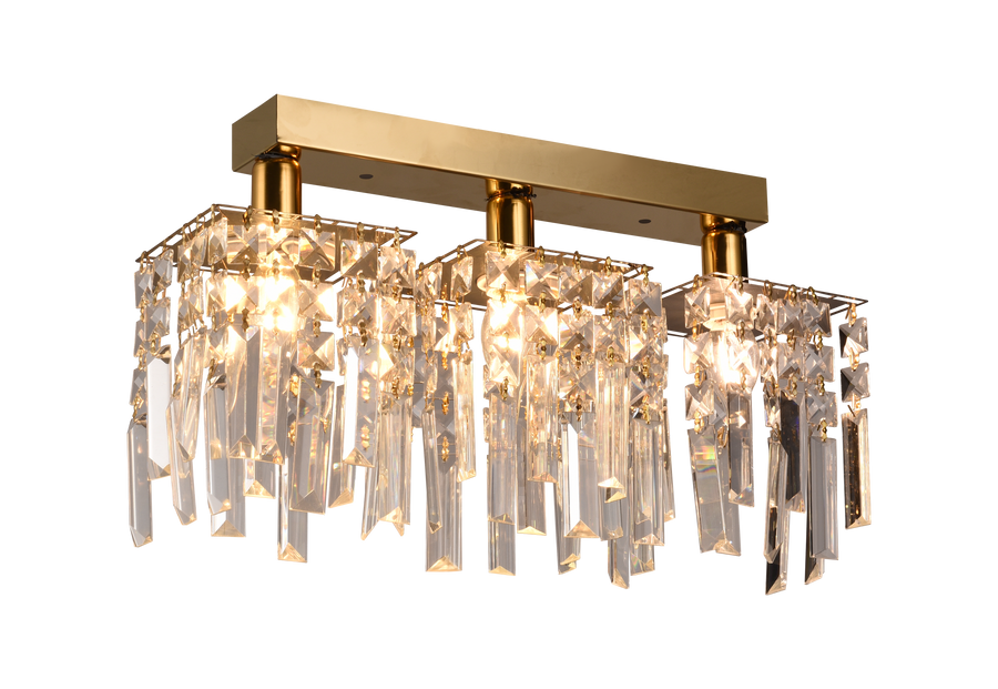 Křišťálový lustr CC180/3GD, 3xE14, 35*6*9, IP20, zlato, křišťál, železo, žárovky nejsou součástí balení