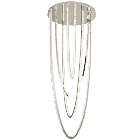 LED lustr CC50303/800CH, Průměr 80 cm, Výška 200 cm, IP20, Studené/Neutrální/Teplé světlo, Stmívatelné, Stříbrný, Křišťál, Ocel