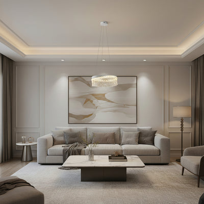 VOLNA Magno křišťálový lustr, 124W, H60cm, teplé/neutrální/studené světlo, bílá, kov a křišťál