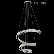 LED lustr CC87811/600CH, Průměr 60 cm, Výška 120 cm, IP20, Studené/Neutrální/Teplé světlo, Stmívatelné, Stříbrný, Křišťál, Ocel