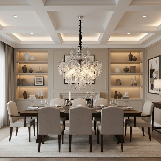 Křišťálový lustr PUBU Elegance, 5x E14, Průměr 50cm, Chrom