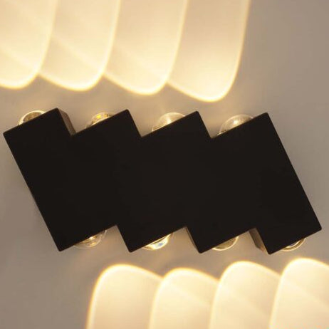 Venkovní a vnitřní nástěnné LED svítidlo, 4 zdroje x 1W, IP65, ABS, černá, 3000K