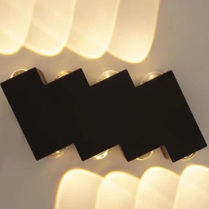 Venkovní a vnitřní nástěnné LED svítidlo, 4 zdroje x 1W, IP65, ABS, černá, 3000K