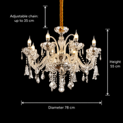 Křišťálový lustr 8xE14, D78cm, stříbrný, nastavitelná výška, kov a křišťálové křišťálové lustry Výchozí název Alessandro Design