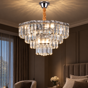 ADAMA křišťálový lustr Eleganza, 7x E14, průměr 50 cm, lesklý chrom, nastavitelná výška